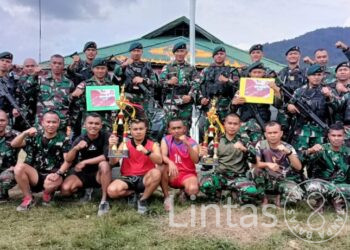 Binter Di Daerah Operasi, Satgas Yonif R 301/Pks Ikuti Tournamen Bola Voli