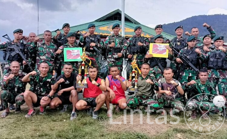 Binter Di Daerah Operasi, Satgas Yonif R 301/Pks Ikuti Tournamen Bola Voli