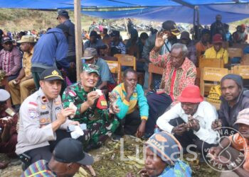 Satgas Yonif Raider 301/PKS Turut Hadir Dalam Acara Bakar Batu di Distrik ILU Puncak Jaya Papua
