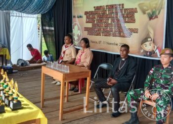 Satgas Yon Arhanud 3/YBY Bersama Kwartir Ranting Taliabu Utara Adakan Lomba Uji Kemampuan Kepramukaan Penggalang