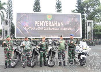 Pomdam III/Slw Dan Kodim 0625/Pangandaran, Terima Bantuan Kendaraan Roda Dua Dari Pangdam III/Slw