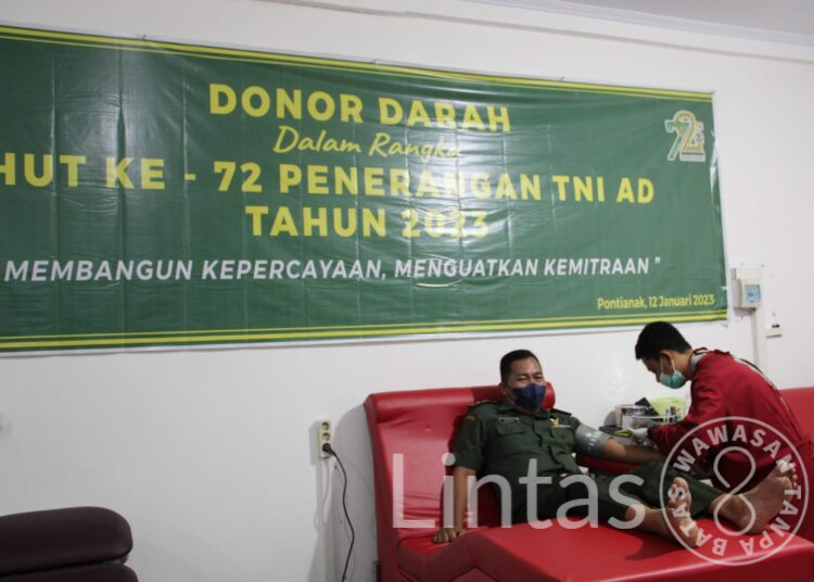 Sambut HUT Penerangan TNI AD ke-72, Pendam XII/Tpr Gelar Donor Darah