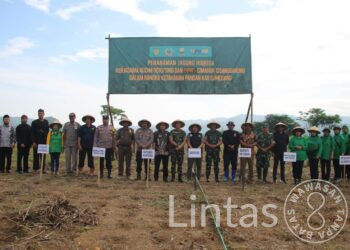 Kodim Sumedang Hijaukan 1,3 Hektar Area Greenbelt Bendungan Jatigede, Dengan Tanami Jagung