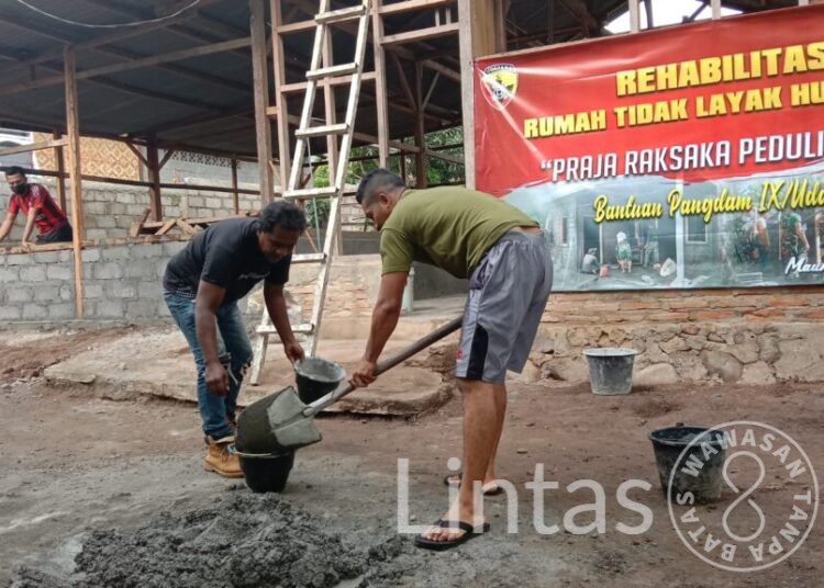 Membantu Kesulitan Rakyat, Kodam IX Udayana Melalui Kodim 1603/Sikka, Melaksanakan Pengerjaan RTLH