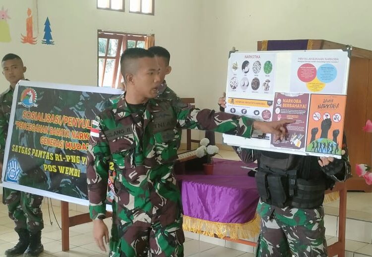Demi Selamatkan Generasi Penerus Bangsa, Satgas Pamtas Yonif 132/BS Gelar Penyuluhan Bahaya Narkoba
