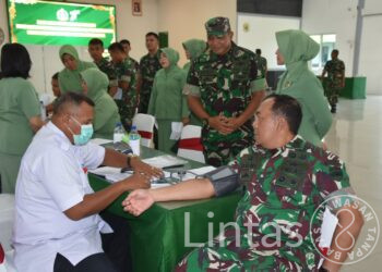 Sambut HUT Persit Ke 77 Tahun 2023 Korem 023/KS laksanakan Donor Darah