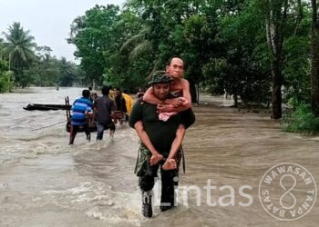 Kodim 0426 Tulang Bawang Bergerak Cepat Bantu Korban Banjir