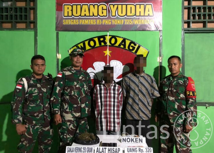 Konsisten Menjaga Keamanan Perbatasan, Satgas Pamtas Yonif 725/Woroagi Kembali Gagalkan Peredaran Ganja