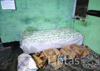 Satgas Pamrahwan Maluku Utara Yonarhanud 3/YBY Pos Kao Amankan Minuman Keras Illegal