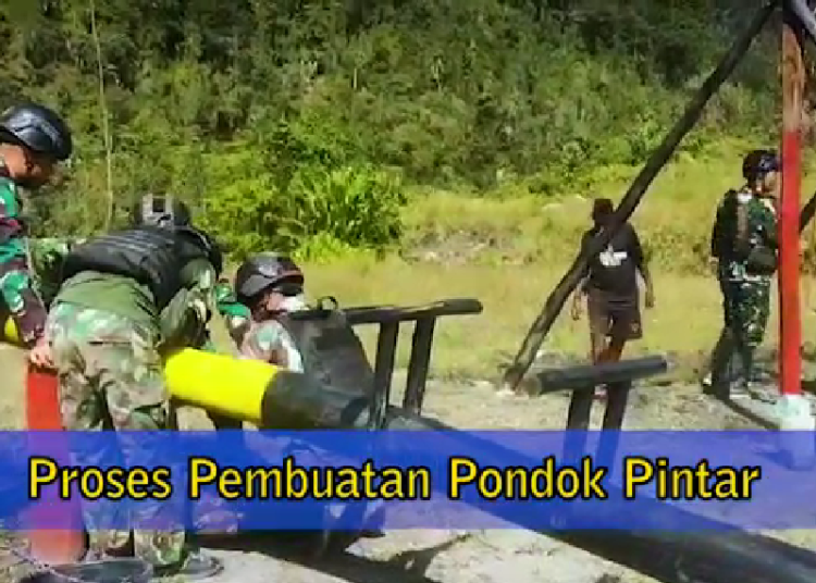 Kreatifitas Menuju Papua Cerdas! Satgas Yonif R 321/GT Dirikan Pondok Pintar, Tumbuhkan Anak Papua Semangat Belajar