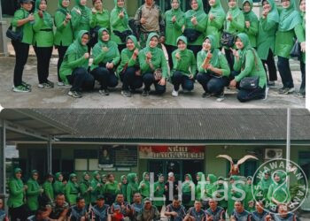 Anggota Koramil 418-08/Sako Dan Ibu Persit Ranting IX Sako Gelar Senam SKJ 88 Bersama