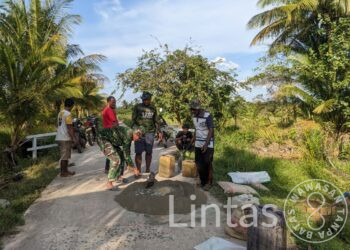 Ketua LPM Desa Harapan Baru Puji Semangat Dan Kebersamaan Satgas TMMD Reg Ke-116, Kodim 1203/Ketapang Dan Warga