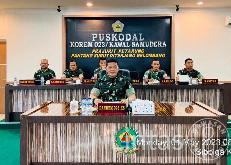 Danrem 023/KS Pimpin Rapat Para Komandan Satuan Jajaran Secara Virtual