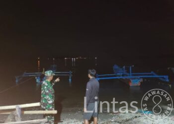 Gempa Yang Terjadi Di Wilayah Kecamatan Sumur, Anggota Koramil 0115/Cimanggu Pantau Situasi