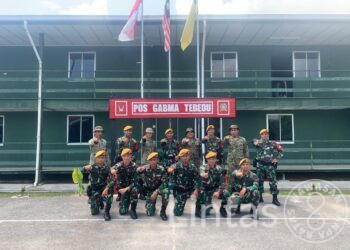 Kunjungan di Pos Gamba Tebedu, Dansatgas Pamtas RI-Mly Yonarmed 16/TK Terima Sambutan Hangat Dari TDM