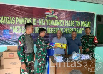 Satgas Yonarmed 19/105 Trk Bogani Gelar Kegiatan Baksos Di Desa Kekurak Perbatasan RI-Malaysia