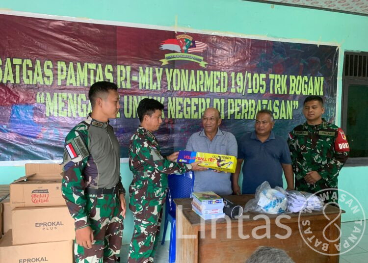 Satgas Yonarmed 19/105 Trk Bogani Gelar Kegiatan Baksos Di Desa Kekurak Perbatasan RI-Malaysia