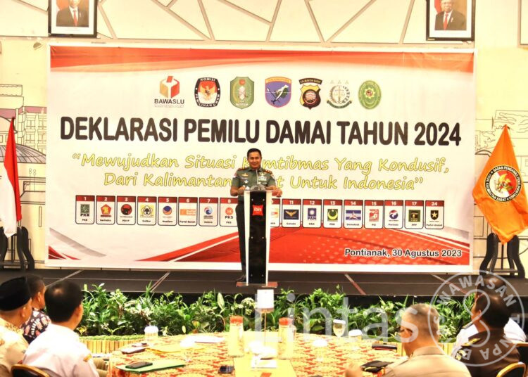 Hadiri Deklarasi Pemilu Damai Tahun 2024, Pangdam XII/Tpr Tegaskan TNI Totalitas Kawal Pesta Demokrasi