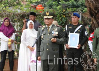 Dandim 0104/Atim Hadiri Prosesi Pemakaman Militer Anggota Sudenpom IM/1-2 Langsa