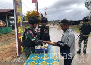Minggu Berkah Satgas Pamtas Statis RI – PNG Yonif RK 111/KB Berbagi Kasih Dengan Masyarakat Pedalaman Papua