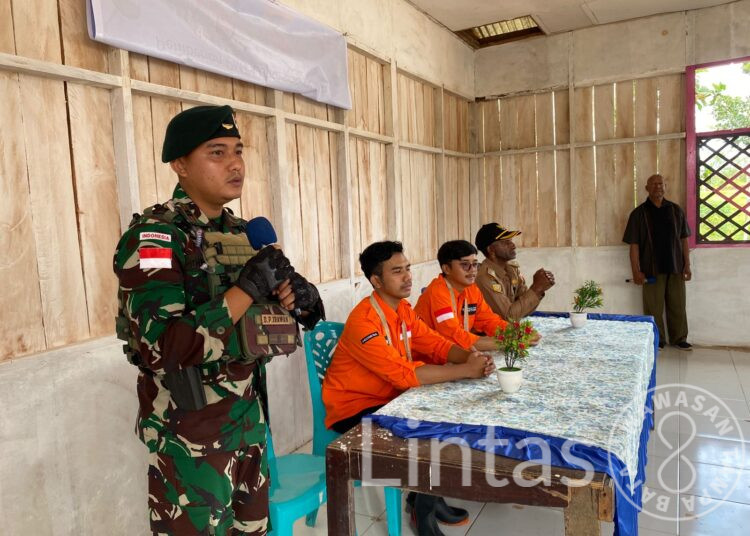 Disambut Dengan Tradisi Khas Suku Muyu Tim Relawan Rumah Zakat Didampingi Satgas Pamtas Statis RI-PNG Yonif 111/KB Tiba di Distrik Kombut Papua Selatan