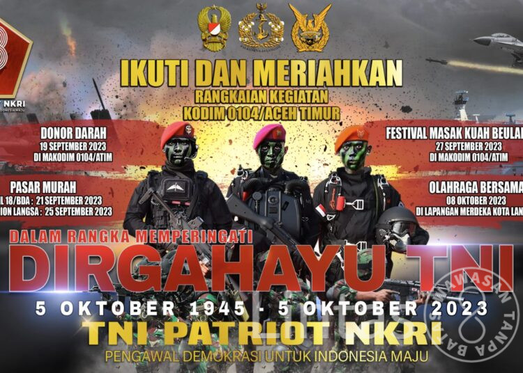 Meriahkan HUT TNI Ke-78, Gabungan Instansi TNI di Kota Langsa & Kabupaten Aceh Timur Bakal Gelar Berbagai Kegiatan