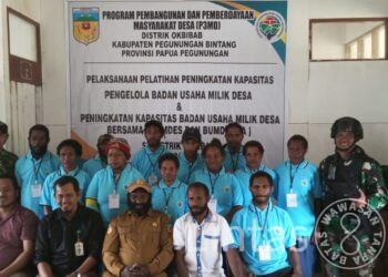 Satgas Yonif 310/KK Dampingi Tenaga Ahli Pemberdayaan Masyarakat (TAPM) Kab. Pegunungan Bintang Sukseskan BUMDES