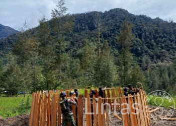 Satgas TNI 300 Siliwangi Buat Honai Untuk Warga di Mayuberi Papua