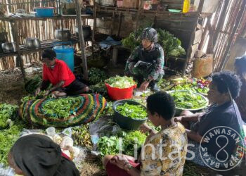 Satgas TNI 300 Siliwangi Bantu Warga Memasak Dalam Rangka Penyerahan Mas Kawin Warga Beoga Papua