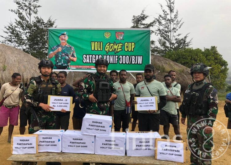 Volly Gome Cup Satgas TNI Yonif 300 Siliwangi di Papua
