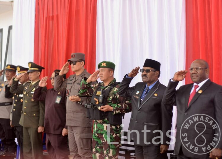 Sinergi Satgas Yonif 721/Mks Bersama Forkopimda Lanny Jaya Laksanakan Upacara Peringatan Hari Lahir Pancasila 2024