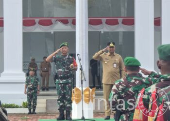 Satgas Yonif 721/Mks Turut Serta Mengikuti Apel Gelar Pasukan Pam VVIP RI – 2