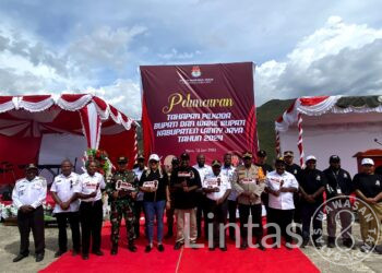 Satgas Yonif 721/Mks Ikut Serta Dalam Acara Peluncuran Maskot Dan Jingle Pemilu Pilkada Bupati Lanny Jaya 2024