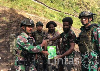 Menyadarkan Pentingnya Ketahanan Pangan, Satgas Yonif 323/BP Bantu Masyarakat Papua Bercocok Tanam Sayuran