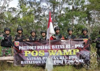 Satgas Pamtas Yonif 726/Tml Patroli Patok Perbatasan RI-PNG, Pastikan Keutuhan Dan Kedaulatan Wilayah Negara
