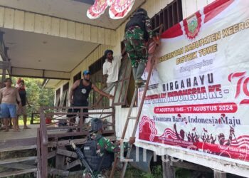 Semangat Jelang Hari Kemerdekaan RI Ke-79, Satgas Yonif 310/KK Bersama Masyarakat Perbatasan Gelar Karya Bakti