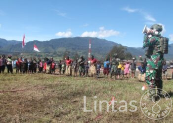 Lomba Rangkaian HUT Ke-79 RI Oleh Satgas Habema di Kampung Kago Berlangsung Meriah