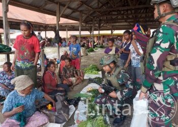 Bentuk Dukungan Terhadap Petani, Satgas Yonif 323 Borong Hasil Mama Papua