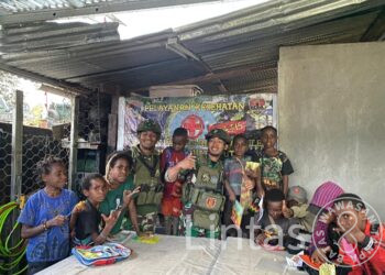 Papua Pintar Satgas Habema Bangkitkan Semangat Anak-Anak Kago