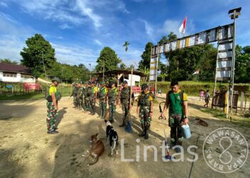 Antusias Warga Kamat Kerja Bakti Bersama Satgas Habema