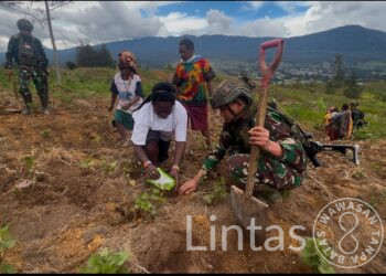 Manunggal dengan Rakyat, TK Gome Satgas Mobile Yonif 323 Wujudkan Ketahanan Pangan Bersama Masyarakat
