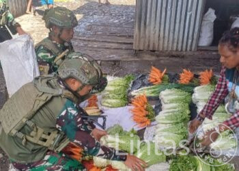 Mama-Mama Kago Bergembira, Hasil Taninya di Borong Abang TNI Satgas Yonif 323