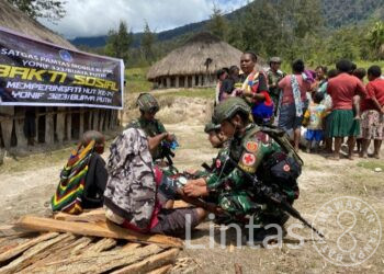 Peringati HUT Ke-74 Tahun, Yonif 323 Buaya Putih Gelar Pelayanan Kesehatan di Pedalaman Papua