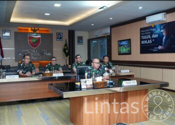 Pangdam XIV/Hasanuddin Ikuti Vicon Peluncuran Tema dan Logo HUT ke-80 Kemerdekaan RI