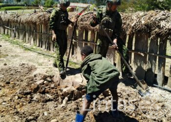 Satgas Yonif 700/WYC Pos Gome Bangun Ketahanan Pangan Bersama Warga Yenggernok