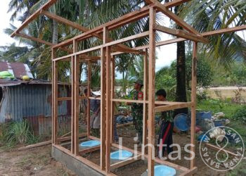 Satgas Gulbencal Kodam I/BB Bangun Fasilitas MCK di Pengungsian Masjid Al-Mubaroq