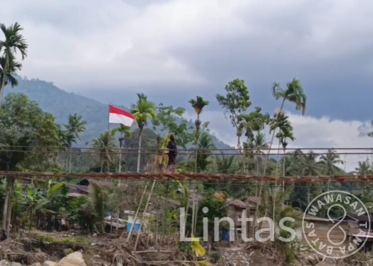 Prajurit Kodam IM Bersama Warga Rampungkan Perbaikan Jembatan Gantung di Aceh Tenggara