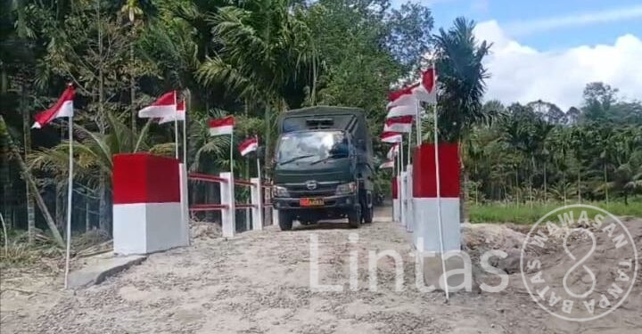 TNI AD Rampungkan Pembangunan Jembatan Armco di Desa Janji Nauli, Taput