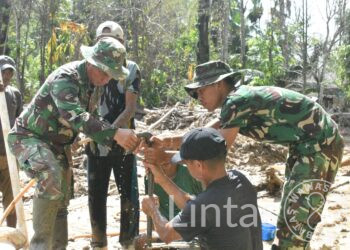 Satgas Gulbencal Kodim 0211/TT Bangun Sumur Bor di SD Negeri 158506 Tukka