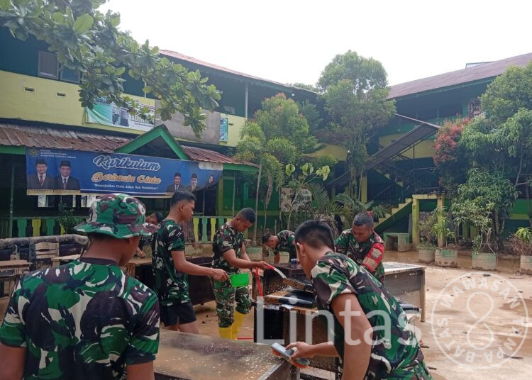 Gotong Royong TNI dan Guru, MIN 7 Sibuluan Nalambok Kembali Layak Selenggarakan KBM